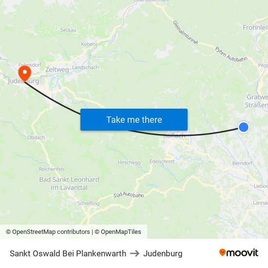 Sankt Oswald Bei Plankenwarth to Judenburg map
