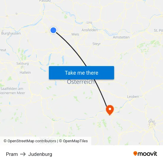 Pram to Judenburg map