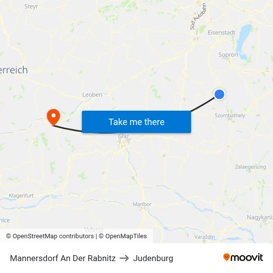 Mannersdorf An Der Rabnitz to Judenburg map