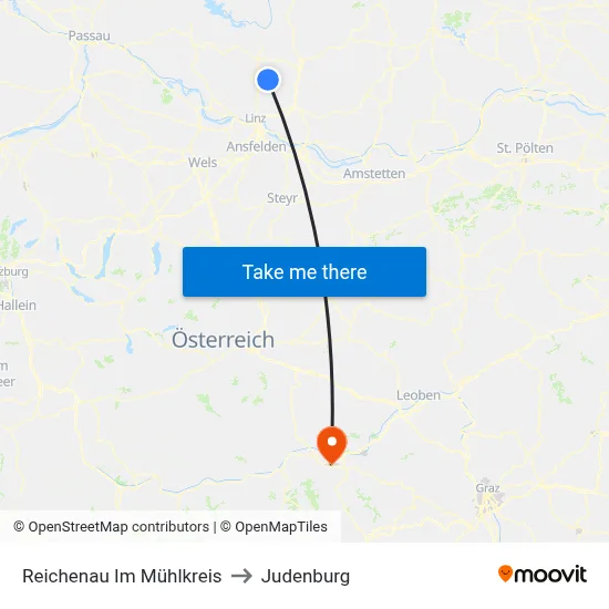 Reichenau Im Mühlkreis to Judenburg map