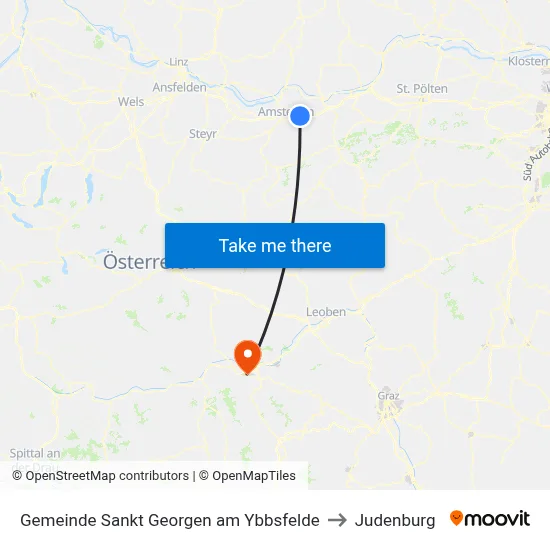 Gemeinde Sankt Georgen am Ybbsfelde to Judenburg map