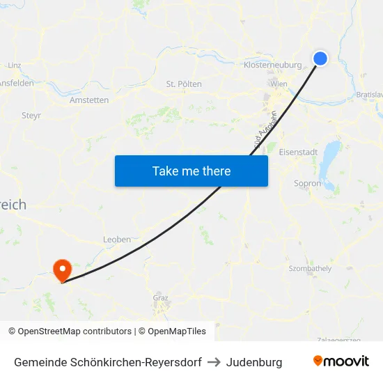 Gemeinde Schönkirchen-Reyersdorf to Judenburg map