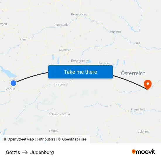 Götzis to Judenburg map