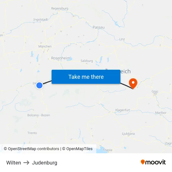 Wilten to Judenburg map
