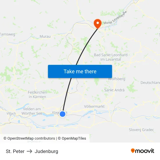 St. Peter to Judenburg map