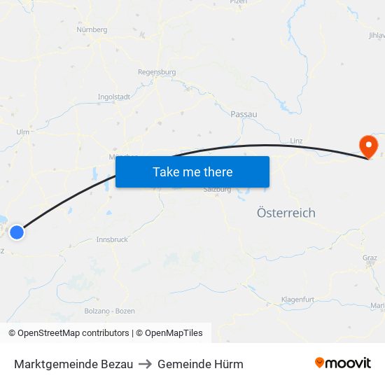Marktgemeinde Bezau to Gemeinde Hürm map