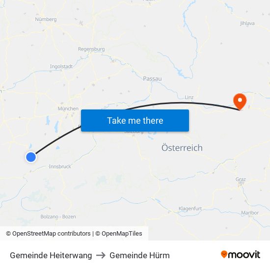 Gemeinde Heiterwang to Gemeinde Hürm map