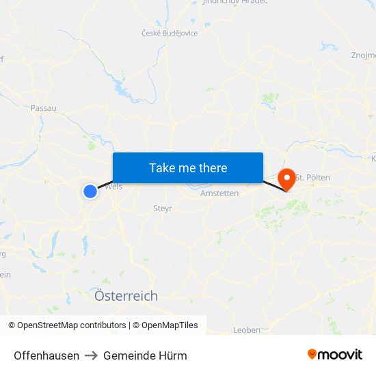 Offenhausen to Gemeinde Hürm map