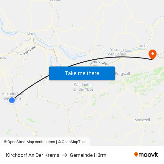 Kirchdorf An Der Krems to Gemeinde Hürm map