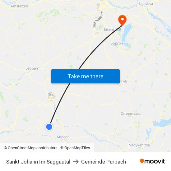 Sankt Johann Im Saggautal to Gemeinde Purbach map