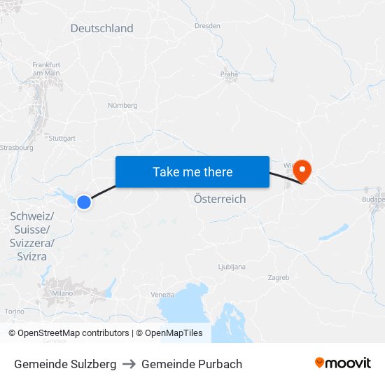 Gemeinde Sulzberg to Gemeinde Purbach map