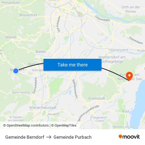 Gemeinde Berndorf to Gemeinde Purbach map