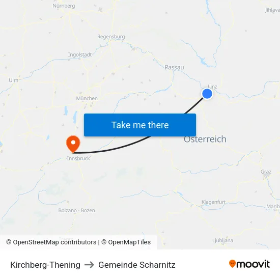 Kirchberg-Thening to Gemeinde Scharnitz map