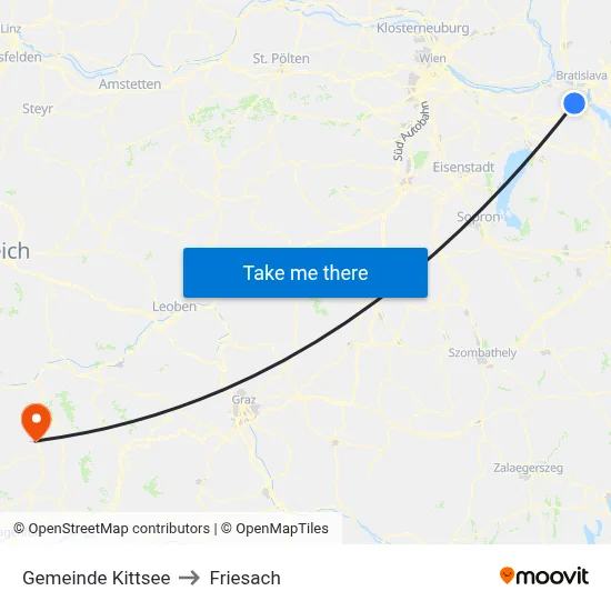 Gemeinde Kittsee to Friesach map