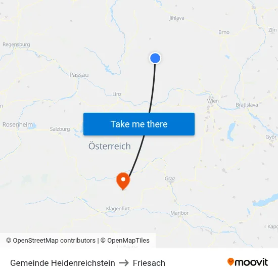 Gemeinde Heidenreichstein to Friesach map