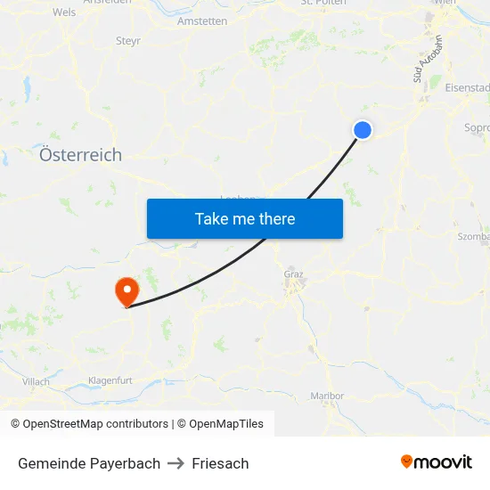 Gemeinde Payerbach to Friesach map