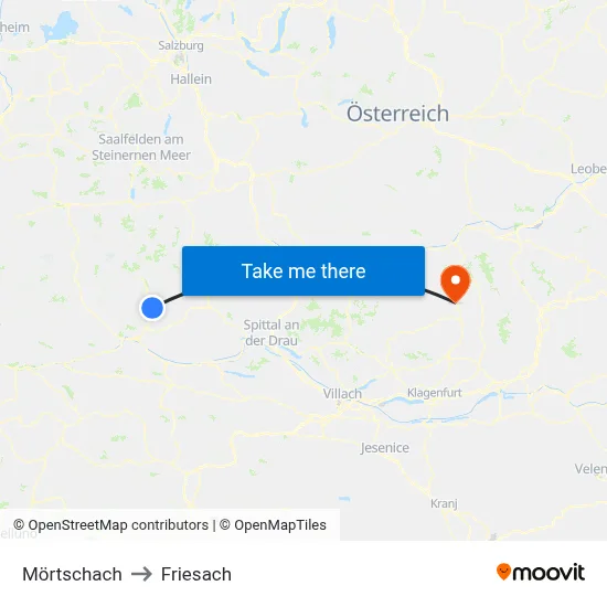 Mörtschach to Friesach map