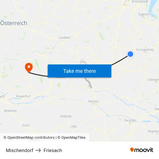 Mischendorf to Friesach map