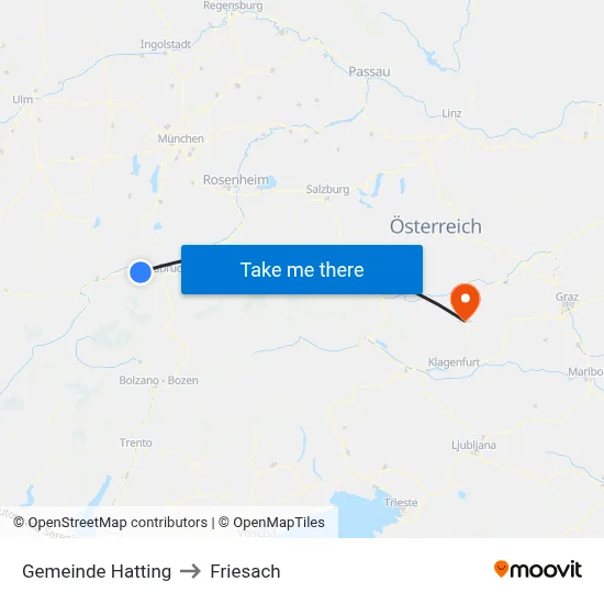 Gemeinde Hatting to Friesach map