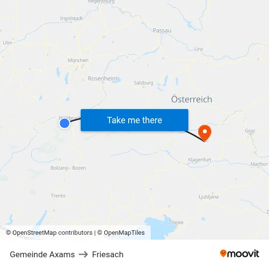 Gemeinde Axams to Friesach map
