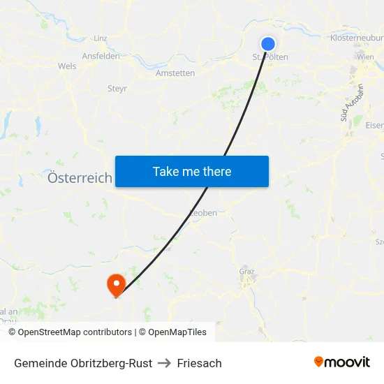 Gemeinde Obritzberg-Rust to Friesach map