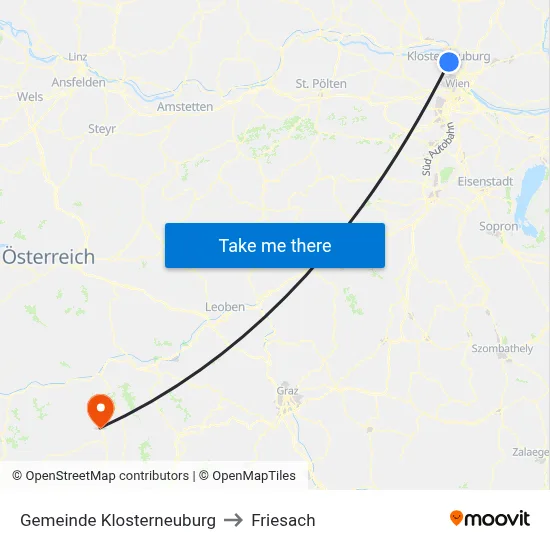 Gemeinde Klosterneuburg to Friesach map
