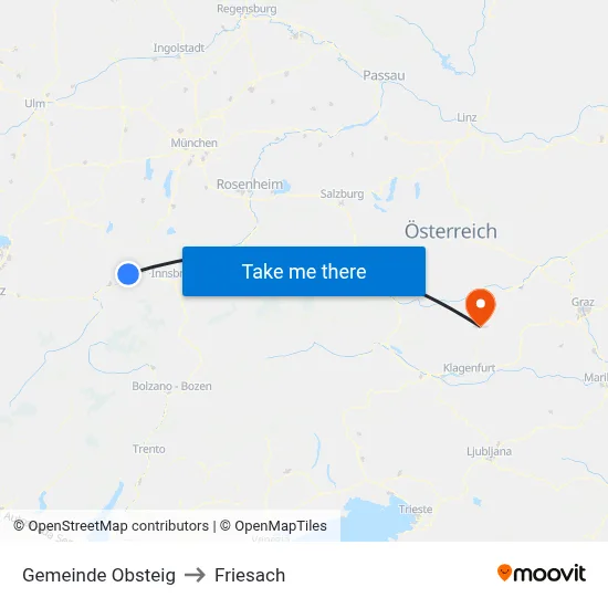 Gemeinde Obsteig to Friesach map