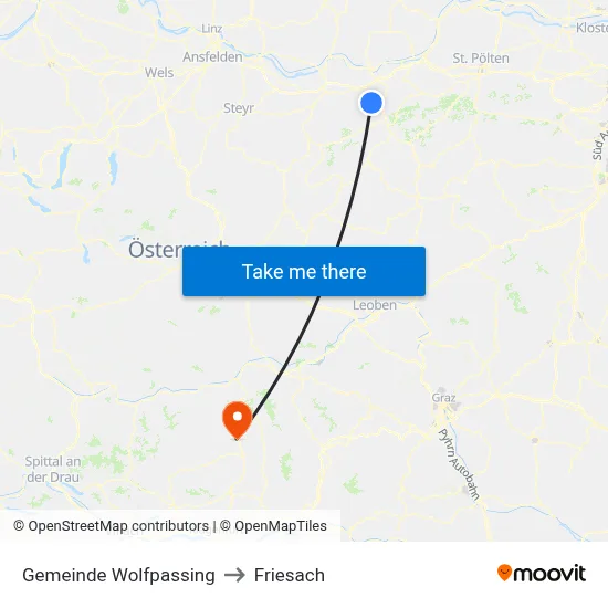 Gemeinde Wolfpassing to Friesach map