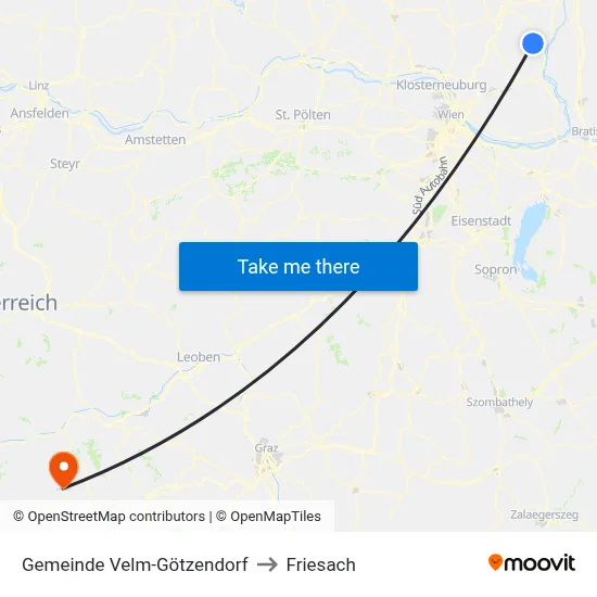 Gemeinde Velm-Götzendorf to Friesach map