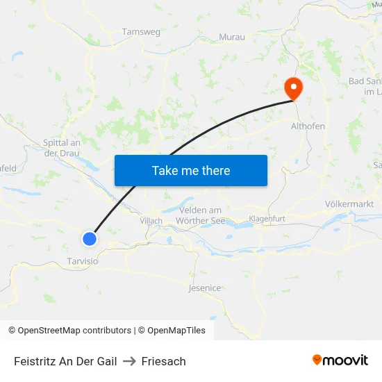 Feistritz An Der Gail to Friesach map