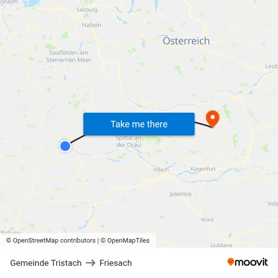 Gemeinde Tristach to Friesach map
