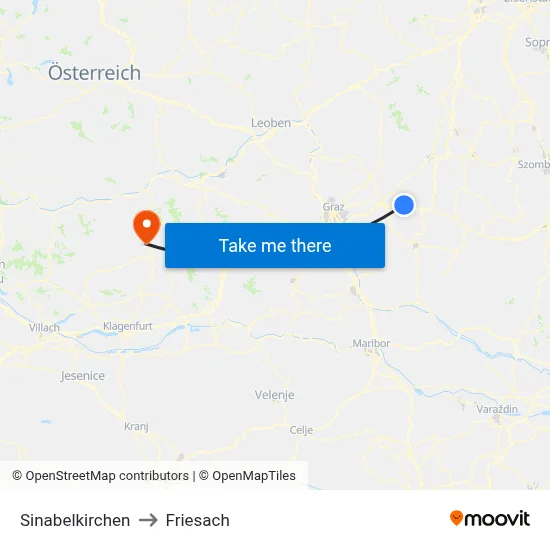 Sinabelkirchen to Friesach map