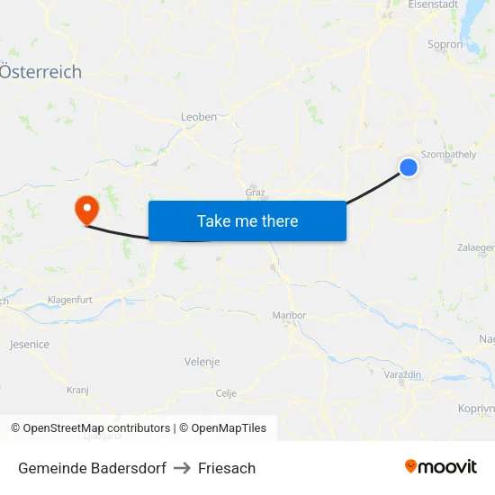 Gemeinde Badersdorf to Friesach map