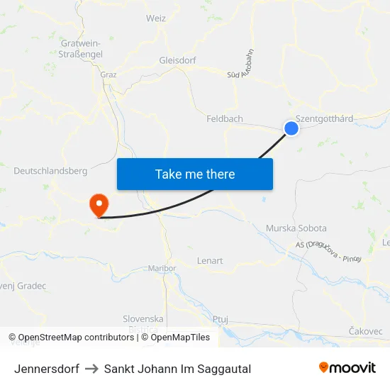 Jennersdorf to Sankt Johann Im Saggautal map