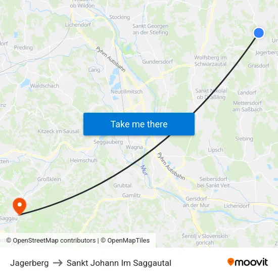 Jagerberg to Sankt Johann Im Saggautal map