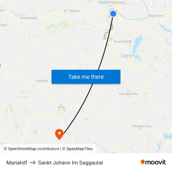 Mariahilf to Sankt Johann Im Saggautal map