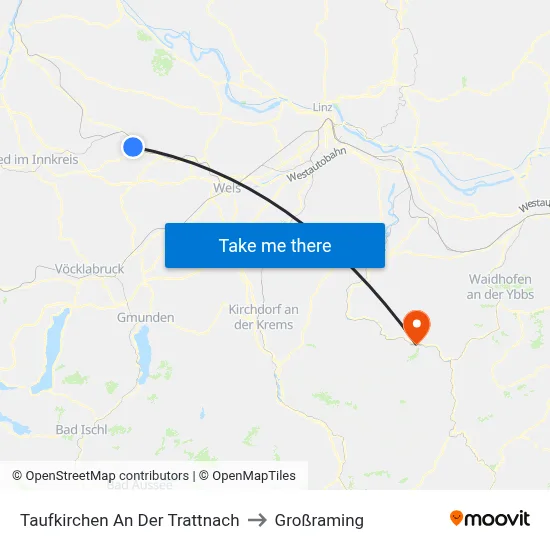 Taufkirchen An Der Trattnach to Großraming map