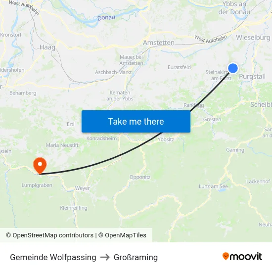 Gemeinde Wolfpassing to Großraming map