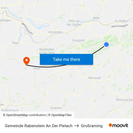 Gemeinde Rabenstein An Der Pielach to Großraming map