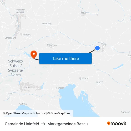 Gemeinde Hainfeld to Marktgemeinde Bezau map