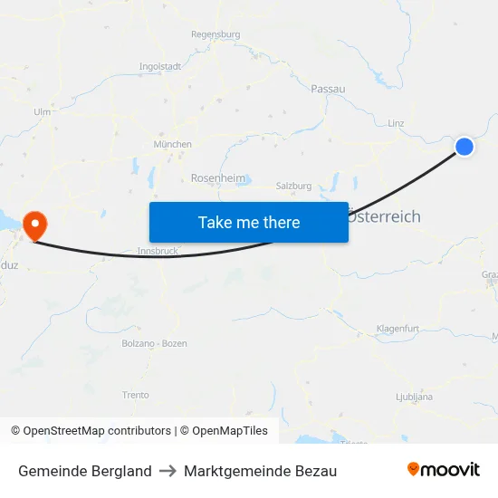 Gemeinde Bergland to Marktgemeinde Bezau map