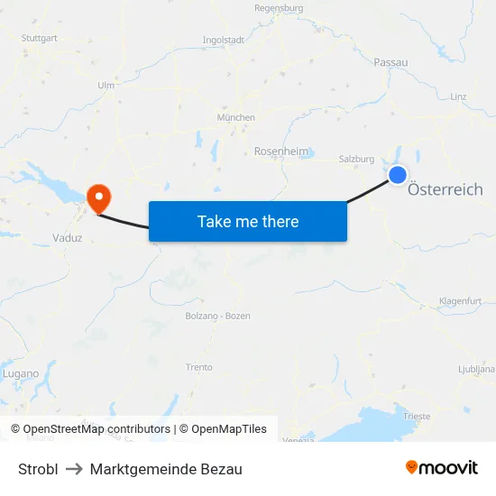 Strobl to Marktgemeinde Bezau map