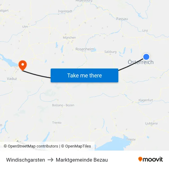 Windischgarsten to Marktgemeinde Bezau map
