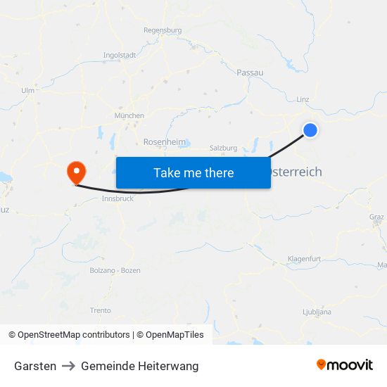 Garsten to Gemeinde Heiterwang map