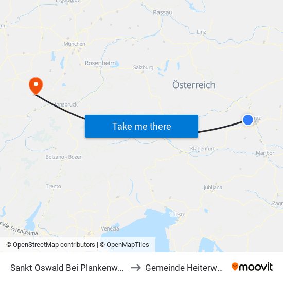 Sankt Oswald Bei Plankenwarth to Gemeinde Heiterwang map