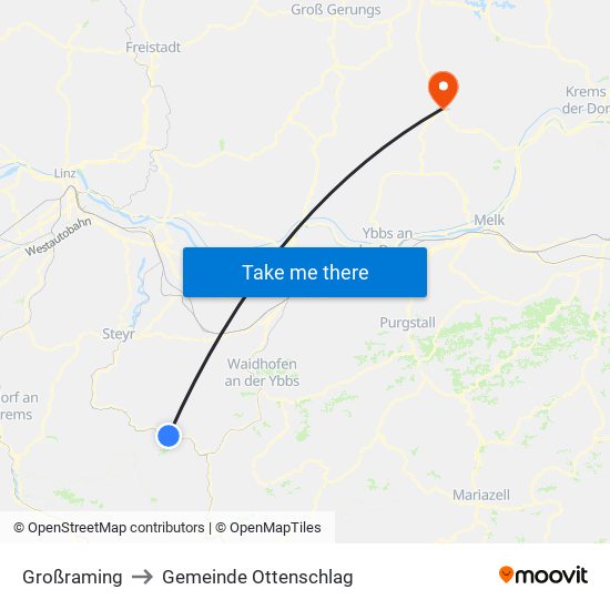 Großraming to Gemeinde Ottenschlag map