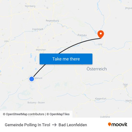 Gemeinde Polling In Tirol to Bad Leonfelden map