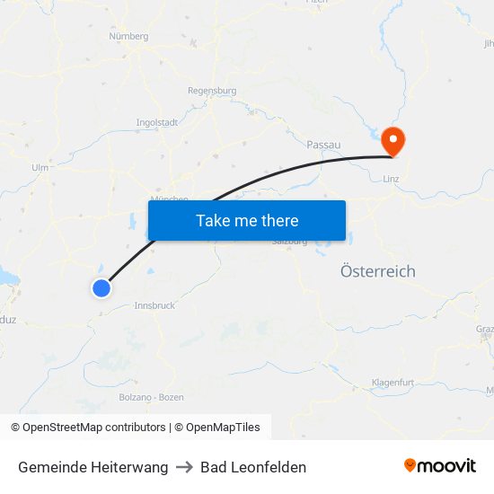 Gemeinde Heiterwang to Bad Leonfelden map