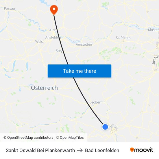 Sankt Oswald Bei Plankenwarth to Bad Leonfelden map