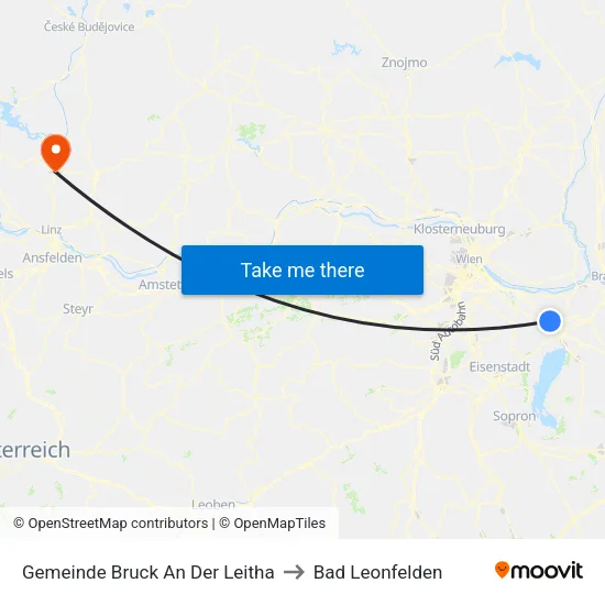 Gemeinde Bruck An Der Leitha to Bad Leonfelden map